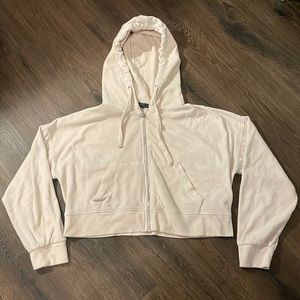 Velvety Cropped Blush Zip-up Jacket